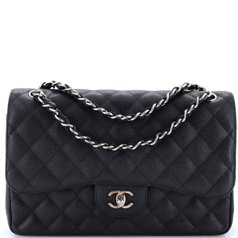 Chanel Jumbo Vintage Classic Double Flap Bag Quilted Caviar